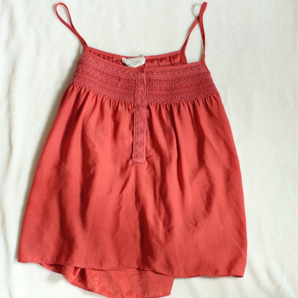 Vintage Red Sleeveless Top with Lace Detail